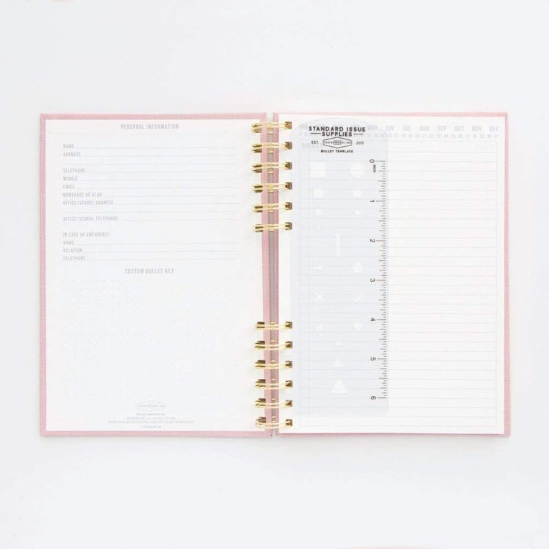 DesignWorks Ink Standard Issue Notebook No. 12 â€“ 6" x 8.25" Undated Daily Planner & Writing Journal, 192 Lined Pages, Elastic Pen Holder, Small Spiral Notebook for Work & Journaling - Dusty Pink - Image 2